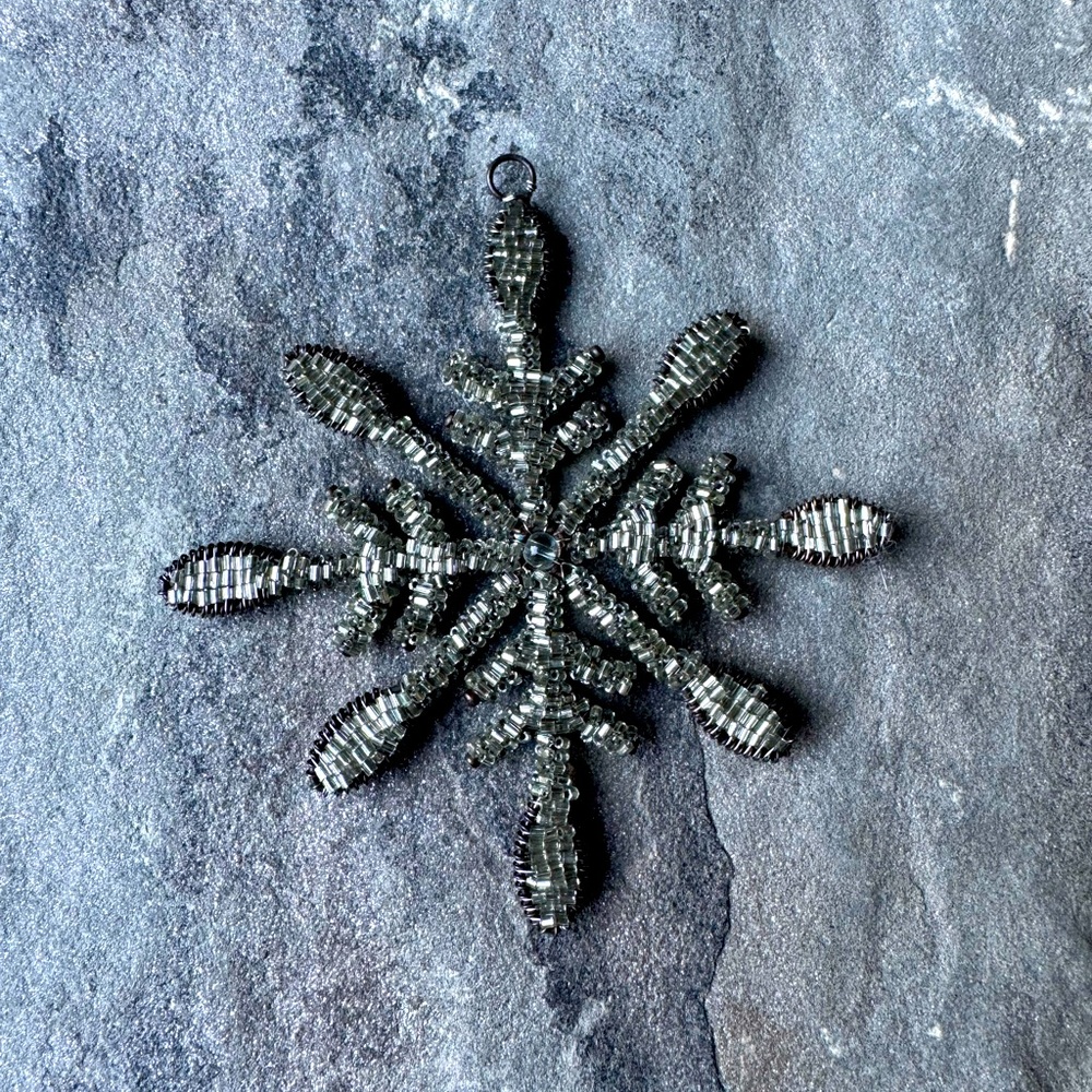 Snowflake Iron & Glass Pendant Christmas Tree Ornament